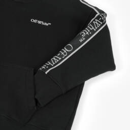 Off-White-Boys Black Taped Logo Hoodie | Childrensalon Outlet