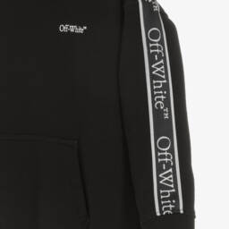 Off-White-Boys Black Taped Logo Hoodie | Childrensalon Outlet
