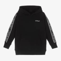 Off-White-Boys Black Taped Logo Hoodie | Childrensalon Outlet
