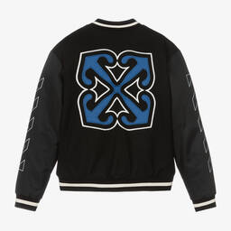 Off-White-Черная шерстяная куртка-бомбер для мальчиков | Childrensalon Outlet