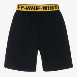 Off-White-Boys Black & Yellow Industrial Jersey Shorts | Childrensalon Outlet