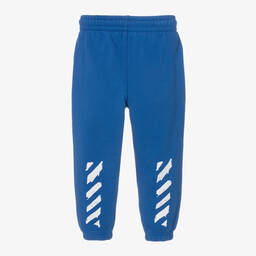 Off-White-Boys Blue Diagonals Cotton Joggers | Childrensalon Outlet