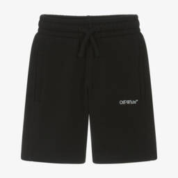 Off-White-Boys Charcoal Cotton Print Shorts | Childrensalon Outlet