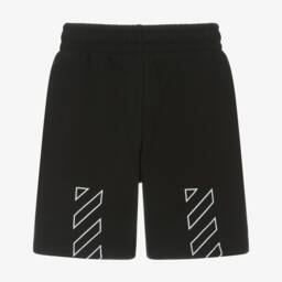 Off-White-Boys Charcoal Cotton Print Shorts | Childrensalon Outlet