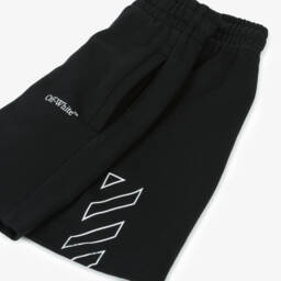 Off-White-Boys Charcoal Cotton Print Shorts | Childrensalon Outlet