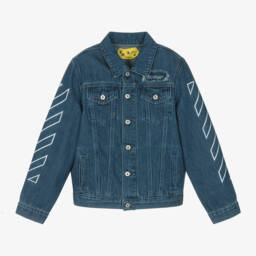 Off-White-Синяя джинсовая куртка с книжным патчем для мальчиков | Childrensalon Outlet