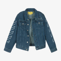 Off-White-Синяя джинсовая куртка с книжным патчем для мальчиков | Childrensalon Outlet
