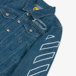 Off-White-Синяя джинсовая куртка с книжным патчем для мальчиков | Childrensalon Outlet