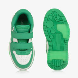 Off-White-Boys Green & White Leather Trainers | Childrensalon Outlet