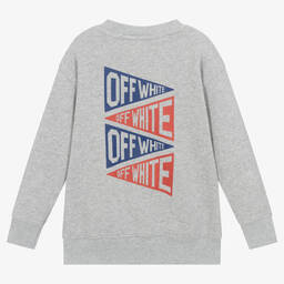 Off-White-Boys Grey Cotton Sweatshirt | Childrensalon Outlet