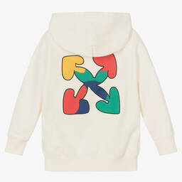 Off-White-Boys Ivory Cotton Hoodie | Childrensalon Outlet