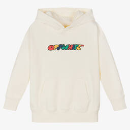 Off-White-Boys Ivory Cotton Hoodie | Childrensalon Outlet