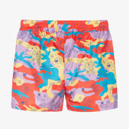 Off-White-Boys Red & Purple Abstract Logo Shorts | Childrensalon Outlet