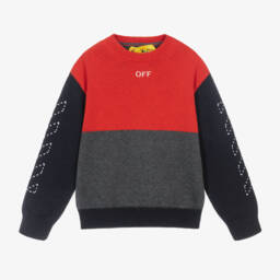 Off-White-Boys Red Wool Blend Sweater | Childrensalon Outlet