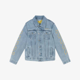 Off-White-Джинсовая куртка небесно-голубого цвета для мальчиков | Childrensalon Outlet