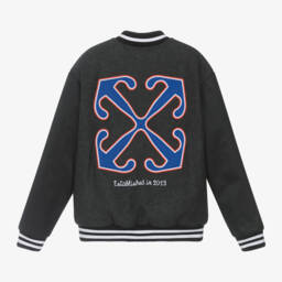 أوف وايت-جاكيت فارسيتي صوف لون أسود للأولاد | Childrensalon Outlet