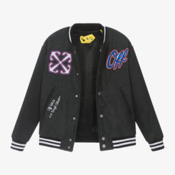 أوف وايت-جاكيت فارسيتي صوف لون أسود للأولاد | Childrensalon Outlet