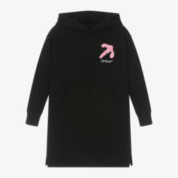 Off-White-Girls Black Hooded Logo Dress | Childrensalon Outlet