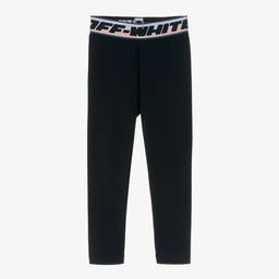 Off-White-Girls Black Industrial Logo Leggings | Childrensalon Outlet