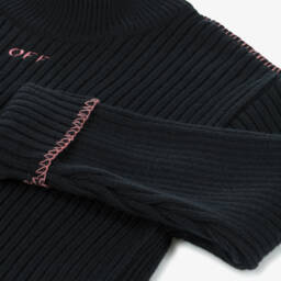 Off-White-Girls Black Wool & Cotton Knit Dress | Childrensalon Outlet