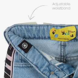 Off-White-Girls Blue Denim Industrial Logo Jeans | Childrensalon Outlet