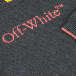 Off-White-Girls Charcoal Wool Blend Jumper | Childrensalon Outlet