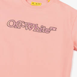 Off-White-Платье из хлопка розовое с логотипом для девочек | Childrensalon Outlet