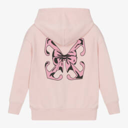 أوف وايت-هودي قطن لون زهري للبنات | Childrensalon Outlet