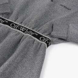 Off-White-Girls Glittery Silver Jersey Dress | Childrensalon Outlet