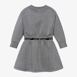 Off-White-Girls Glittery Silver Jersey Dress | Childrensalon Outlet