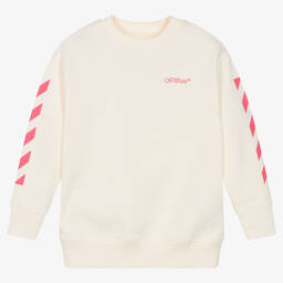 Off-White-Girls Ivory Arrows & Diagonals Sweatshirt | Childrensalon Outlet