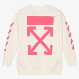 Off-White-Girls Ivory Arrows & Diagonals Sweatshirt | Childrensalon Outlet
