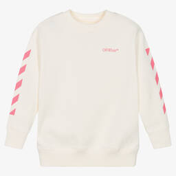 Off-White-Girls Ivory Arrows & Diagonals Sweatshirt | Childrensalon Outlet