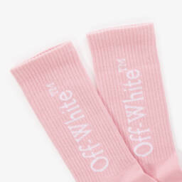 Off-White-Girls Pink Designer Logo Socks | Childrensalon Outlet