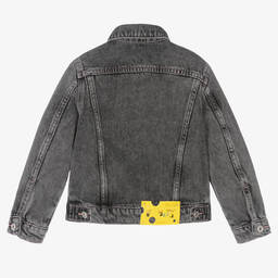 Off-White-Girls Washed Dark Grey Denim Jacket | Childrensalon Outlet