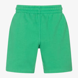 Off-White-Green Cotton Jersey Shorts | Childrensalon Outlet