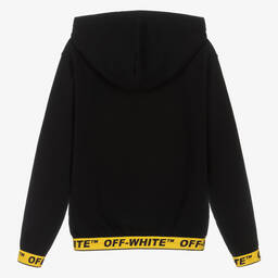 Off-White-توب هودي قطن جيرسي عضوي لون أسود تينز ولادي | Childrensalon Outlet