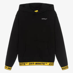 Off-White-توب هودي قطن جيرسي عضوي لون أسود تينز ولادي | Childrensalon Outlet
