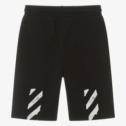 Off-White-Teen Boys Black Cotton Shorts | Childrensalon Outlet