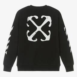 Off-White-Teen Boys Black Cotton Sweatshirt | Childrensalon Outlet