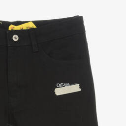 Off-White-جينز قطن دنيم لون أسود تينز ولادي | Childrensalon Outlet