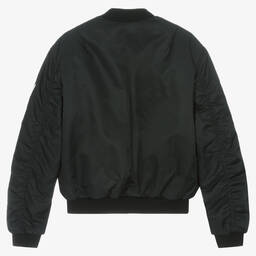 Off-White-Черная утепленная куртка-бомбер | Childrensalon Outlet