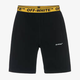 Off-White-Teen Boys Black & Yellow Logo Shorts | Childrensalon Outlet