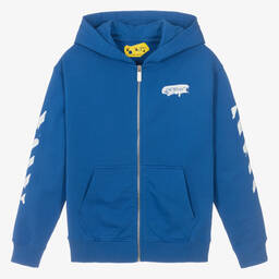 Off-White-Teen Boys Blue Diagonals Zip-Up Hoodie | Childrensalon Outlet