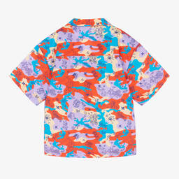 Off-White-Teen Boys Red & Purple Abstract Poplin Shirt | Childrensalon Outlet