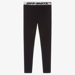 Off-White-Teen Girls Black Cotton Leggings | Childrensalon Outlet