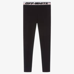 Off-White-Teen Girls Black Cotton Leggings | Childrensalon Outlet
