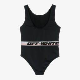 Off-White-Teen Girls Black Logo Swimsuit | Childrensalon Outlet