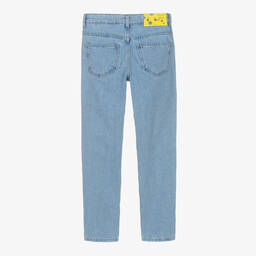 Off-White-Teen Girls Blue Tapered Logo Jeans | Childrensalon Outlet