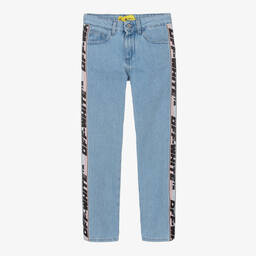 Off-White-Teen Girls Blue Tapered Logo Jeans | Childrensalon Outlet